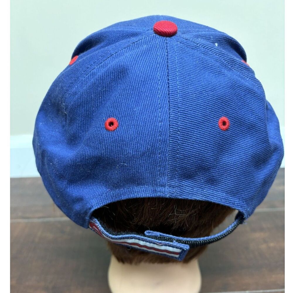 Vtg Chicago Cubs T.E.I. MLB Walking Bear Blue Red Strapback Hat Retro Sporty Cap - Picture 4 of 8